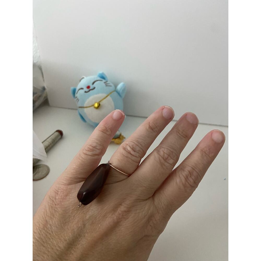 Deep brown bead wire ring size 7.5